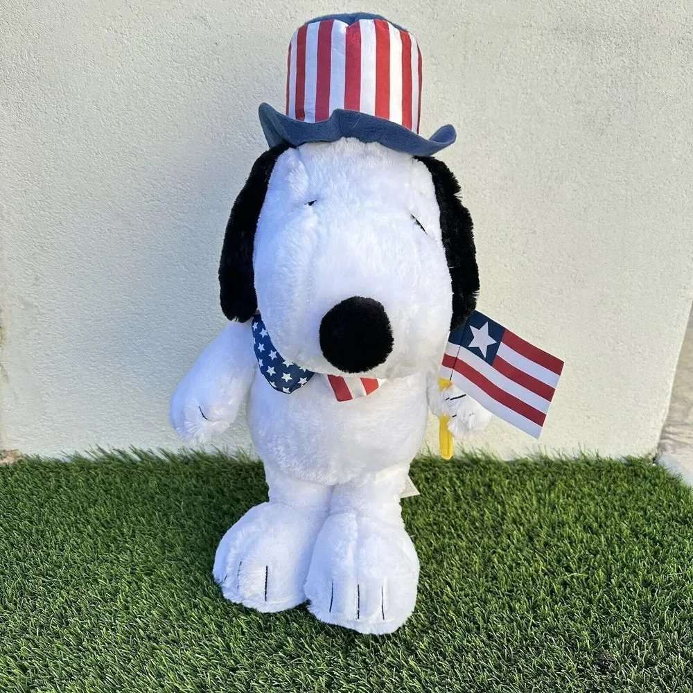 SNOOPY 4th of July PORCH DOOR GREETER PATRIOTIC USA PEANUTS PLUSH 22" Decoration - Picture 8 of 14